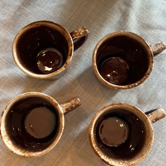 Vintage McCoy Pottery Brown Drip Glaze Mugs - Set of 4 - Picture 3 of 8